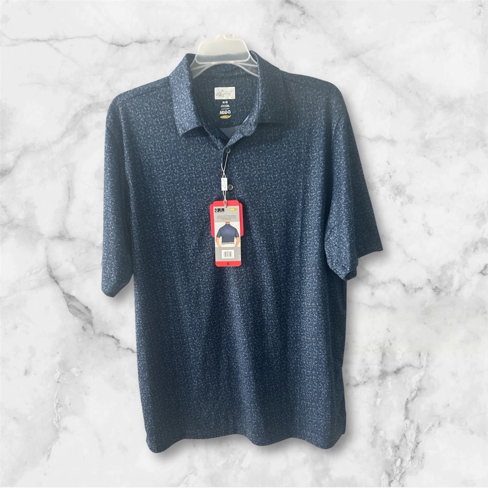Greg Norman Men's Blue Patterned Shirt NWT - Size Medium